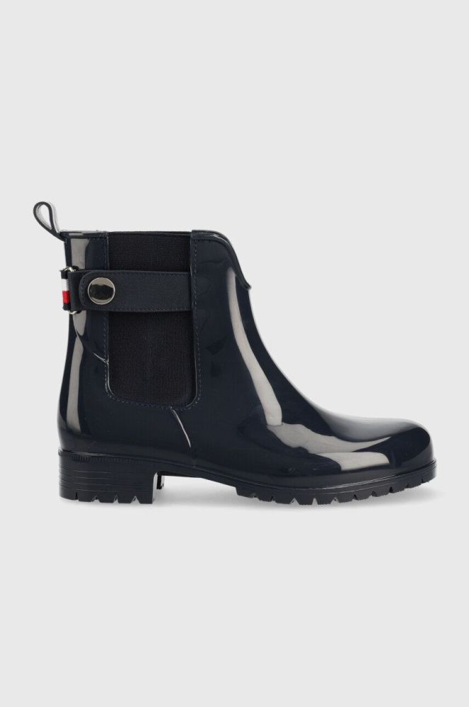 Гумові чоботи Tommy Hilfiger Ankle Rainboot With Metal Detail жіночі колір синій