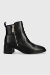 Шкіряні черевики Tommy Hilfiger Zip Leather Mid Heel Boot жіночі колір чорний каблук блок Шкіряні черевики Tommy Hilfiger Zip Leather Mid Heel Boot жіночі колір чорний каблук блок