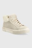 Замшеві кросівки Tommy Hilfiger Warmlined High Sneaker колір бежевий