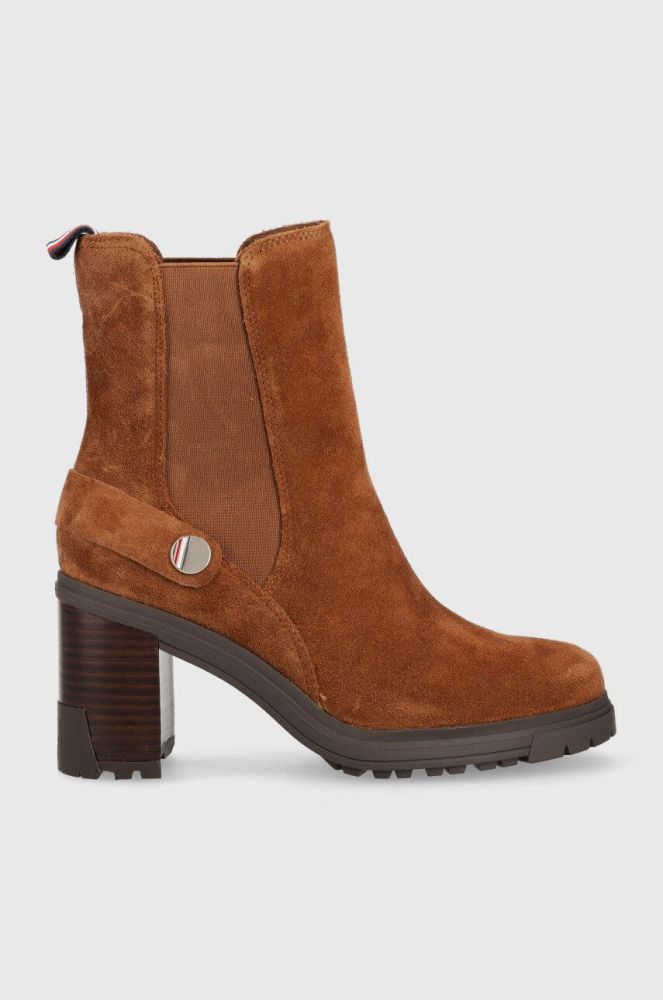Черевики Tommy Hilfiger Outdoor High Heel Boot жіночі колір коричневий каблук блок