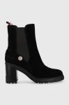 Черевики Tommy Hilfiger Outdoor High Heel Boot жіночі колір чорний каблук блок Черевики Tommy Hilfiger Outdoor High Heel Boot жіночі колір чорний каблук блок