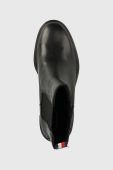 Шкіряні черевики Tommy Hilfiger Outdoor Chelsea Mid Heel Boot жіночі колір чорний каблук блок Шкіряні черевики Tommy Hilfiger Outdoor Chelsea Mid Heel Boot жіночі колір чорний каблук блок
