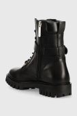 Шкіряні черевики Tommy Hilfiger Buckle Lace Up Boot жіночі колір чорний на плоскому ходу