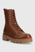 Шкіряні черевики Tommy Hilfiger Monochromatic Lace Up Boot жіночі колір коричневий на платформі Шкіряні черевики Tommy Hilfiger Monochromatic Lace Up Boot жіночі колір коричневий на платформі