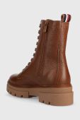 Шкіряні черевики Tommy Hilfiger Monochromatic Lace Up Boot жіночі колір коричневий на платформі Шкіряні черевики Tommy Hilfiger Monochromatic Lace Up Boot жіночі колір коричневий на платформі