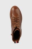 Шкіряні черевики Tommy Hilfiger Monochromatic Lace Up Boot жіночі колір коричневий на платформі Шкіряні черевики Tommy Hilfiger Monochromatic Lace Up Boot жіночі колір коричневий на платформі