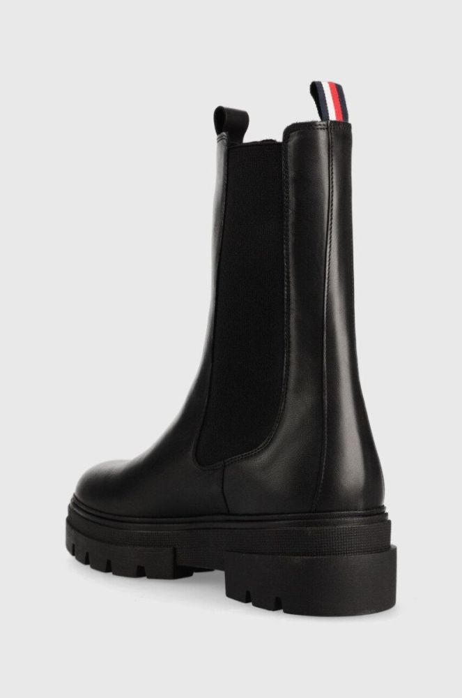 Шкіряні черевики Tommy Hilfiger Monochromatic Chelsea Boot жіночі колір чорний на плоскому ходу фото 3