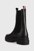 Шкіряні черевики Tommy Hilfiger Monochromatic Chelsea Boot жіночі колір чорний на плоскому ходу Шкіряні черевики Tommy Hilfiger Monochromatic Chelsea Boot жіночі колір чорний на плоскому ходу