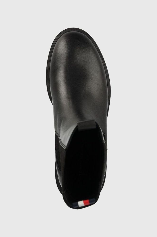 Шкіряні черевики Tommy Hilfiger Monochromatic Chelsea Boot жіночі колір чорний на плоскому ходу фото 4