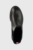 Шкіряні черевики Tommy Hilfiger Monochromatic Chelsea Boot жіночі колір чорний на плоскому ходу Шкіряні черевики Tommy Hilfiger Monochromatic Chelsea Boot жіночі колір чорний на плоскому ходу
