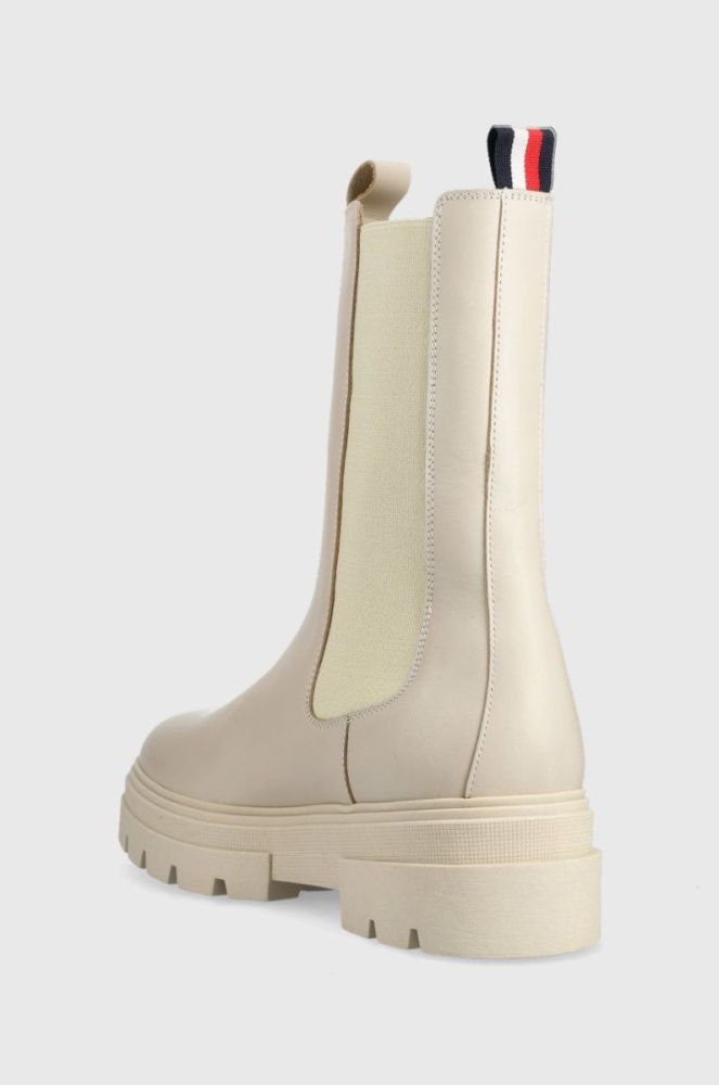 Шкіряні черевики Tommy Hilfiger Monochromatic Chelsea Boot жіночі колір бежевий на платформі фото 3