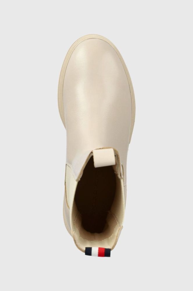 Шкіряні черевики Tommy Hilfiger Monochromatic Chelsea Boot жіночі колір бежевий на платформі фото 4