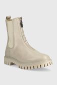 Черевики Tommy Hilfiger Zip Boot жіночі колір бежевий на плоскому ходу Черевики Tommy Hilfiger Zip Boot жіночі колір бежевий на плоскому ходу