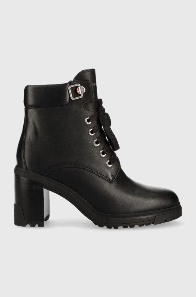 Черевики Tommy Hilfiger Outdoor Heel Lace Up Boot жіночі колір чорний каблук блок