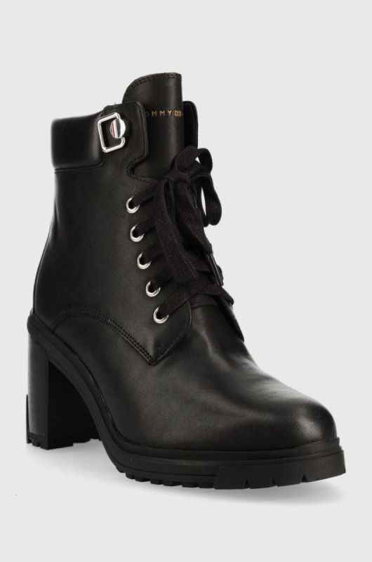 Черевики Tommy Hilfiger Outdoor Heel Lace Up Boot жіночі колір чорний каблук блок фото 2