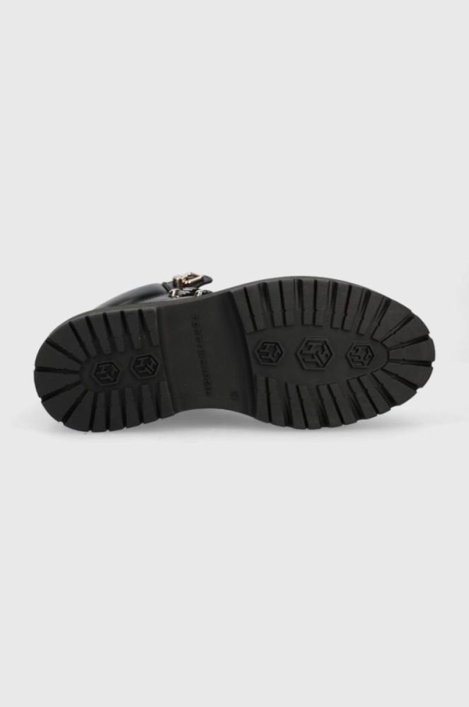 Черевики Tommy Hilfiger Leather Outdoor Flat Boot жіночі колір чорний на платформі злегка утеплена фото 5