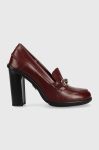 Шкіряні туфлі Tommy Hilfiger Tommy Twist High Heel Loafer колір бордовий каблук блок Шкіряні туфлі Tommy Hilfiger Tommy Twist High Heel Loafer колір бордовий каблук блок