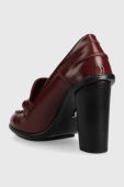 Шкіряні туфлі Tommy Hilfiger Tommy Twist High Heel Loafer колір бордовий каблук блок