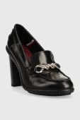 Шкіряні туфлі Tommy Hilfiger Tommy Twist High Heel Loafer колір чорний каблук блок