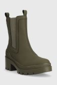 Черевики Tommy Hilfiger Heeled Chelsey Boot Bio жіночі колір зелений каблук блок Черевики Tommy Hilfiger Heeled Chelsey Boot Bio жіночі колір зелений каблук блок