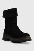Замшеві черевики Tommy Hilfiger Warm Lining Suede Low Boot жіночі колір чорний на платформі злегка утеплена Замшеві черевики Tommy Hilfiger Warm Lining Suede Low Boot жіночі колір чорний на платформі злегка утеплена