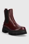 Шкіряні черевики Tommy Hilfiger Preppy Outdoor Low Boot жіночі колір бордовий на платформі Шкіряні черевики Tommy Hilfiger Preppy Outdoor Low Boot жіночі колір бордовий на платформі