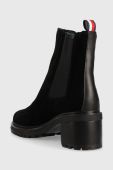 Замшеві черевики Tommy Hilfiger Outdoor Chelsea Mid Heel Boot жіночі колір чорний каблук блок