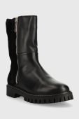 Шкіряні черевики Tommy Hilfiger Warm Lining Boot жіночі колір чорний на плоскому ходу утеплене