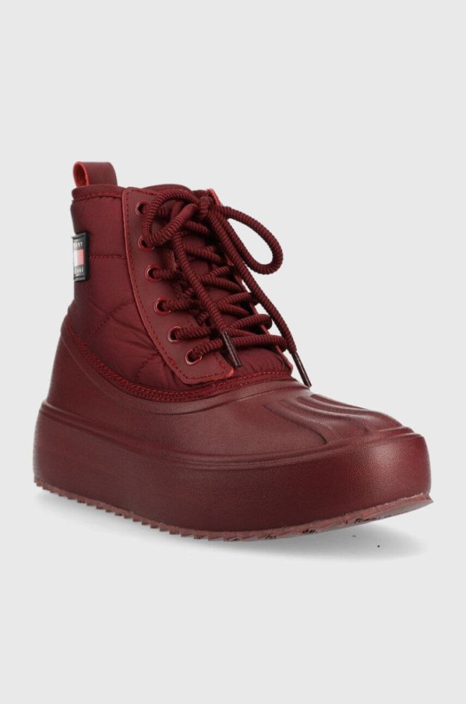 Черевики Tommy Jeans Tommy Jeans Fashion Boot жіночі колір бордовий на платформі злегка утеплена фото 2