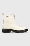 Шкіряні черевики Tommy Jeans Tommy Jeans Zip Boot жіночі колір білий на платформі Шкіряні черевики Tommy Jeans Tommy Jeans Zip Boot жіночі колір білий на платформі