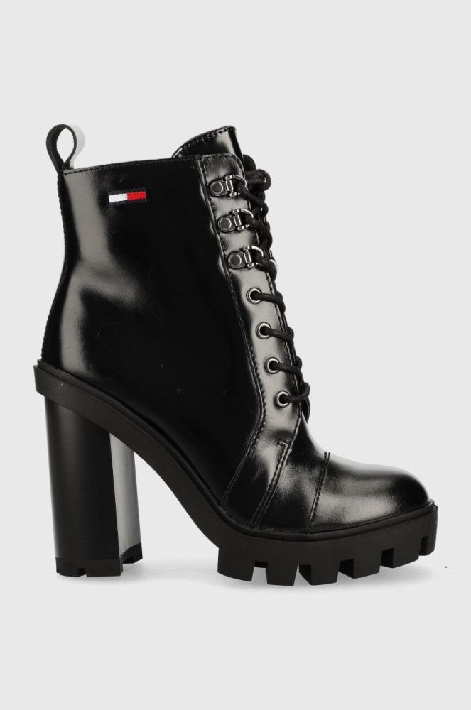 Черевики Tommy Jeans Tommy Jeans Heeled Boot жіночі колір чорний каблук блок (2715628)