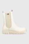 Шкіряні черевики Tommy Jeans Tommy Jeans Long Chelsea Boot жіночі колір бежевий на платформі Шкіряні черевики Tommy Jeans Tommy Jeans Long Chelsea Boot жіночі колір бежевий на платформі