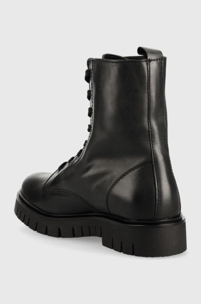 Шкіряні черевики Tommy Jeans Tommy Jeans Lace Up Wmns Boot жіночі колір чорний на плоскому ходу фото 3