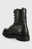Шкіряні черевики Tommy Jeans Tommy Jeans Lace Up Wmns Boot жіночі колір чорний на плоскому ходу
