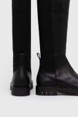 Чоботи Tommy Jeans Long Leather Tommy Jeans Boot жіночі колір чорний на платформі Чоботи Tommy Jeans Long Leather Tommy Jeans Boot жіночі колір чорний на платформі