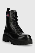 Шкіряні черевики Tommy Jeans Urban Tommy Jeans Lace Up Boot жіночі колір чорний на платформі Шкіряні черевики Tommy Jeans Urban Tommy Jeans Lace Up Boot жіночі колір чорний на платформі