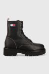 Черевики Tommy Jeans Urban Tommy Jeans Piping Boot жіночі колір чорний на платформі Черевики Tommy Jeans Urban Tommy Jeans Piping Boot жіночі колір чорний на платформі