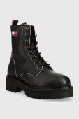Черевики Tommy Jeans Urban Tommy Jeans Piping Boot жіночі колір чорний на платформі Черевики Tommy Jeans Urban Tommy Jeans Piping Boot жіночі колір чорний на платформі