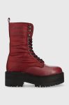 Черевики Tommy Jeans Tommy Jeans Flatform Padded Boot жіночі колір бордовий на платформі Черевики Tommy Jeans Tommy Jeans Flatform Padded Boot жіночі колір бордовий на платформі