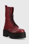 Черевики Tommy Jeans Tommy Jeans Flatform Padded Boot жіночі колір бордовий на платформі