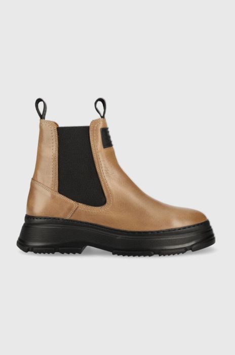 Шкіряні черевики Gant Janebi жіночі колір бежевий на плоскому ходу Шкіряні черевики Gant Janebi жіночі колір бежевий на плоскому ходу