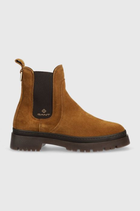 Замшеві черевики Gant Aligrey жіночі колір коричневий на платформі Замшеві черевики Gant Aligrey жіночі колір коричневий на платформі
