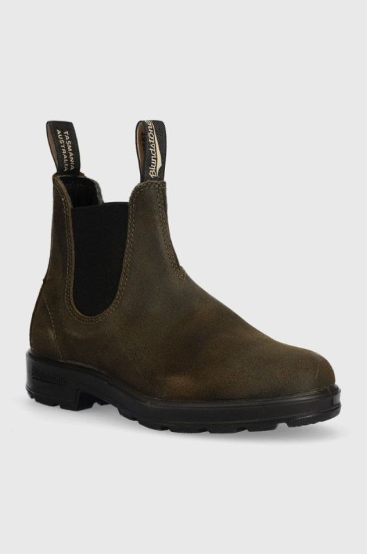 Шкіряні черевики Blundstone жіночі колір зелений на плоскому ходу фото 2