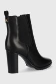 Шкіряні черевики Lauren Ralph Lauren Mylah жіночі колір чорний каблук блок 802871290002 Шкіряні черевики Lauren Ralph Lauren Mylah жіночі колір чорний каблук блок 802871290002