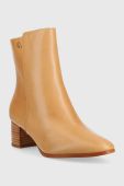 Шкіряні черевики Lauren Ralph Lauren Wendey жіночі колір бежевий каблук блок 802871302003