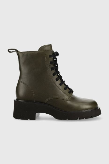 Шкіряні черевики Camper Milah жіночі колір зелений на плоскому ходу Шкіряні черевики Camper Milah жіночі колір зелений на плоскому ходу