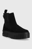 Замшеві черевики Puma жіночі колір чорний на платформі