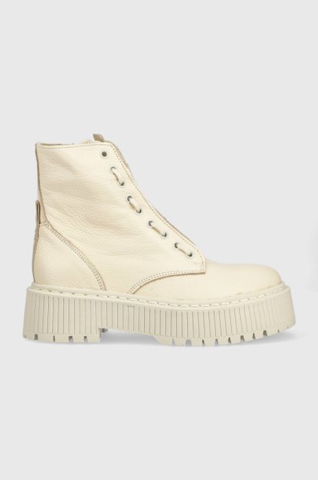 Шкіряні черевики Steve Madden Odyl жіночі колір бежевий на плоскому ходу