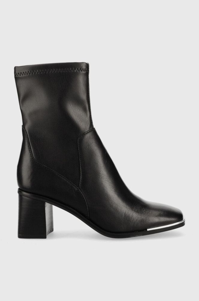 Шкіряні черевики Aldo Auriella жіночі колір чорний каблук блок