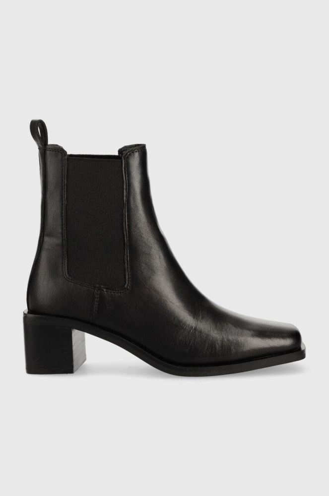 Шкіряні черевики Aldo Foal жіночі колір чорний каблук блок